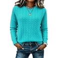 thumbnail image 2 of Mgmyaa Womens Sweaters Round Neck Cable Knit Long Sleeve Pullover Top, 2 of 9
