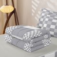thumbnail image 5 of Erosebridal Sliver Square Grid Zipper Twin Comforter Sets with Fitted Sheet and 2 Pillowcases for Boys Girls, Simple Checker Print Zipper Bedding Set, Gray Reversible, 4 Pieces, 5 of 7