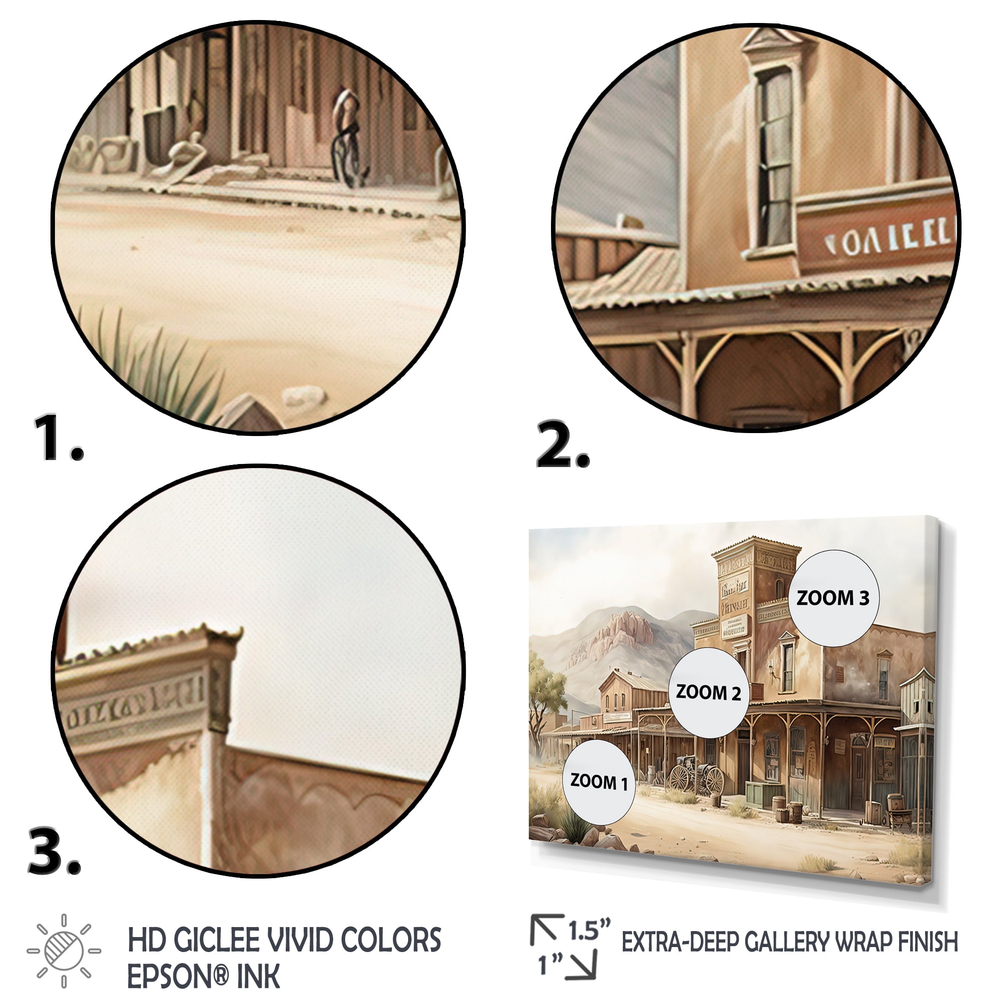 Designart Large Wild West Arizona Town V Canvas Wall Art