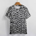 thumbnail image 3 of Leopard Print Pattern Womens Tops Women's Fashion Casual Short Sleeve Flower Print Round Neck Pullover Top Blouse, 3 of 6