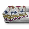 thumbnail image 3 of Tribal Soft Flannel Fleece Throw Blanket, Colored Vector Seamless Pattern with Mayan Inspired Motif Print, Cozy Plush for Indoor and Outdoor Use, 50" x 60", Blue Pale Coffee Fuchsia, by Ambesonne, 3 of 6
