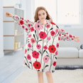 thumbnail image 5 of FORMRS Wearable Blanket Hoodie with Sleeves for Kids Cozy Flannel Sweatshirt, Pink Floral, 5 of 7