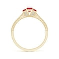 thumbnail image 2 of ANGARA Natural Aeon Square Ruby Three Stone Engagement Ring with Milgrain in 14K Yellow Gold for Women (Size-3.5mm) | July Birthstone, Anniversary, Jewelry Gift for Women | Natural Ruby Ring, 2 of 9