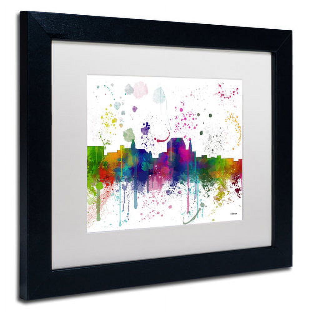 Trademark Fine Art "Augusta Maine Skyline Mclr-1" Canvas Art by Marlene Watson, White Matte, Black Frame