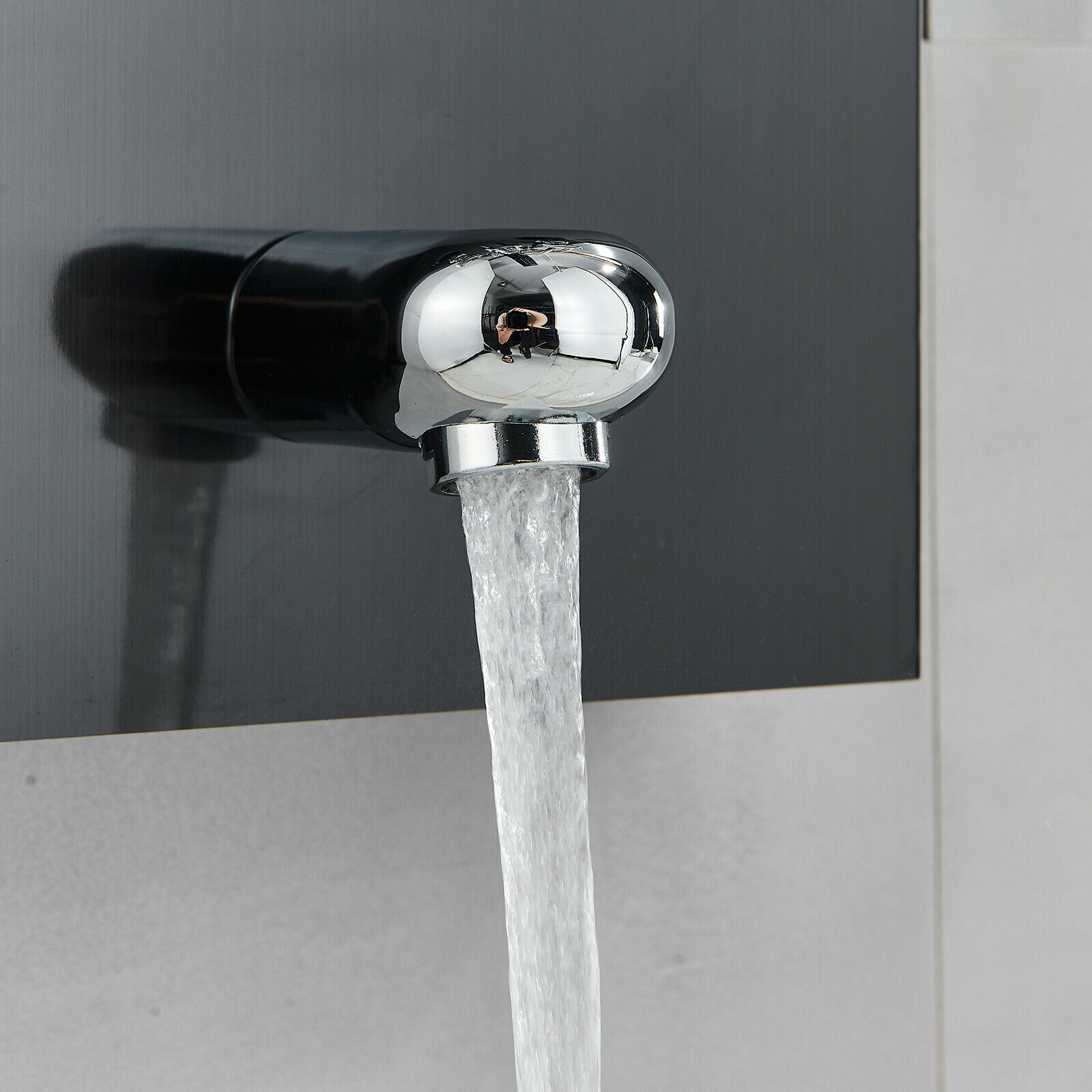 LED Shower Panel Tower System Rain&Waterfall Massage Black Stainless