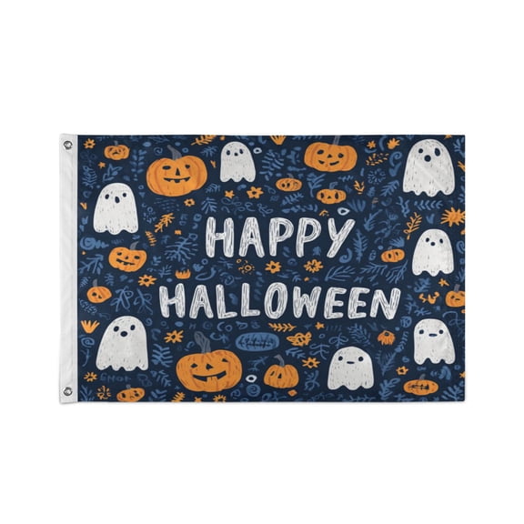 24x36 inch Garden Hanging Flag Square Double Sided Flag Garden Garage nd Patio Decorative Flag Pumpkins and Ghosts Elements