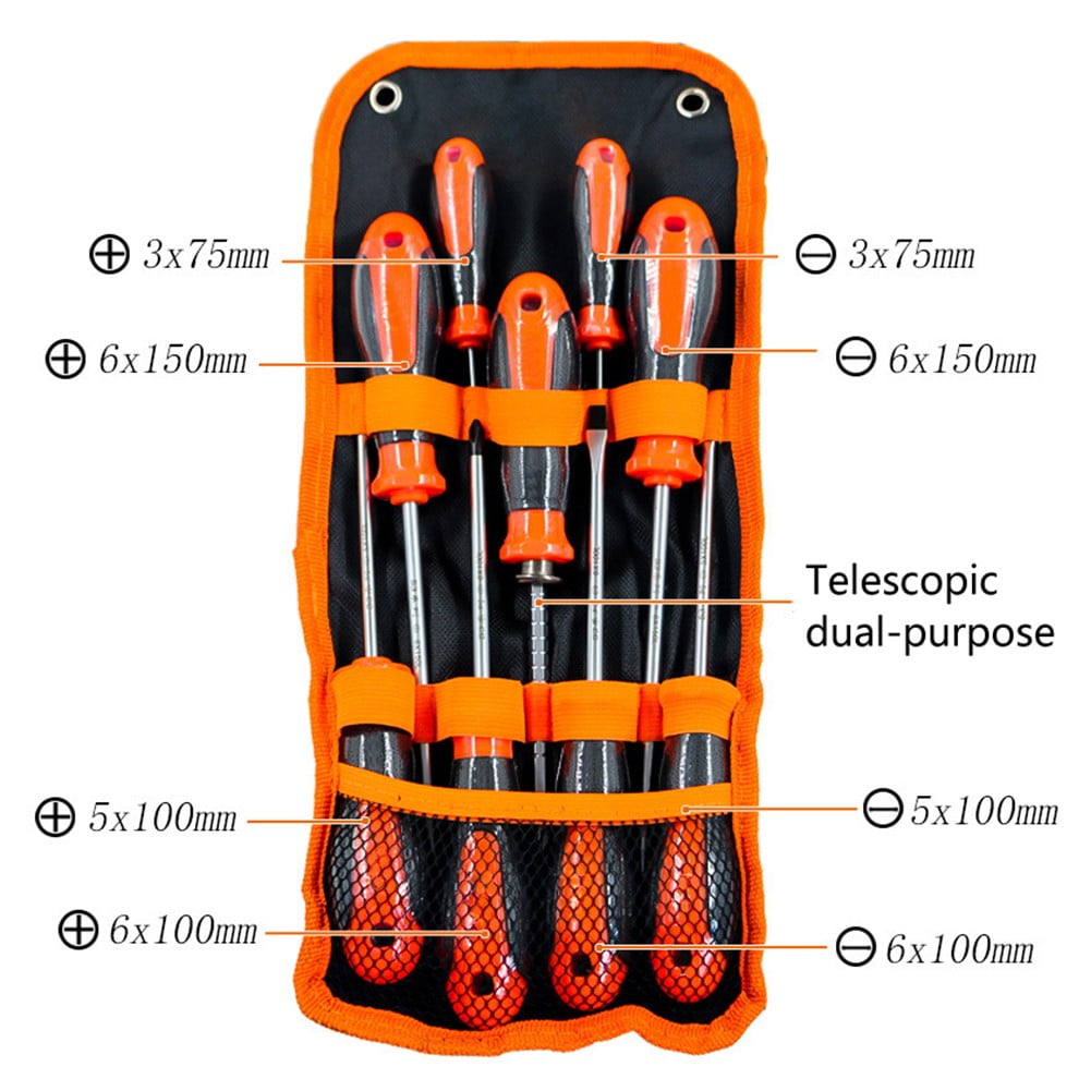 9Pcs Slotted Cross Screwdriver Extended Screwdriver with