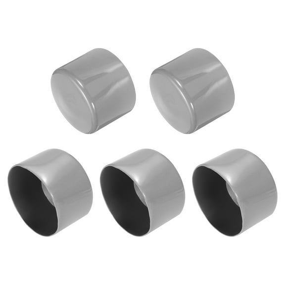 Uxcell 5Pcs Rubber End Caps 65mm(2.6 Inch) ID Vinyl Round Tube Bolt Cap Cover Screw Thread Protectors Light Gray