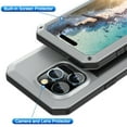 thumbnail image 6 of Nalacover Rugged Case for iPhone 15 Pro, With Tempered Galss Screen Protector Heavy Duty Malitary Grade Full Protection Cover, Aluminum Alloy Metal + TPU Shockproof Dustproof Case, Silver, 6 of 8