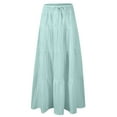 thumbnail image 4 of Chiccall Women's Fall Casual Maxi Skirt Flowy Smocked Ruffle Tiered A-Line Skirts Lightweight Elastic High Waist Drawstring Boho Pleated Dresses, 4 of 7
