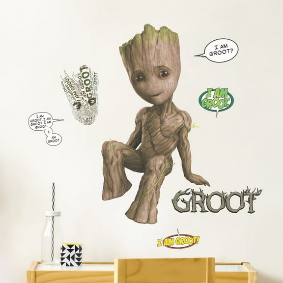 Wall Palz Marvel Guardians of The Galaxy Baby Groot Wall Decal - Groot Wall Stickers with 3D Augmented Reality Interaction - 21" Groot Stickers - Marvel Room Decor
