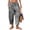 6# Gray, variant on Plaid Barrel Pants for Women Cotton Linen Blend Cropped Palazzo Trousers Elastic Drawstring Waist Harem Pants with Pockets for Summer Beach Vacation Light Brown S