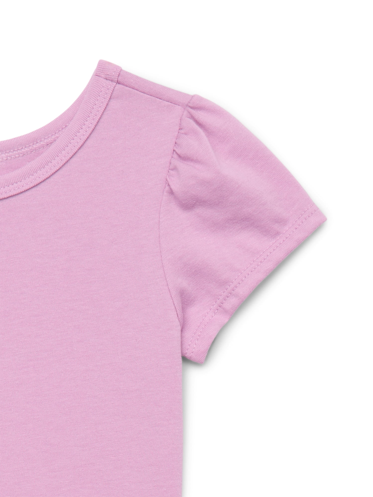 Garanimals Toddler Girl Short Puff Sleeve Solid T-Shirt, Sizes 18M-5T