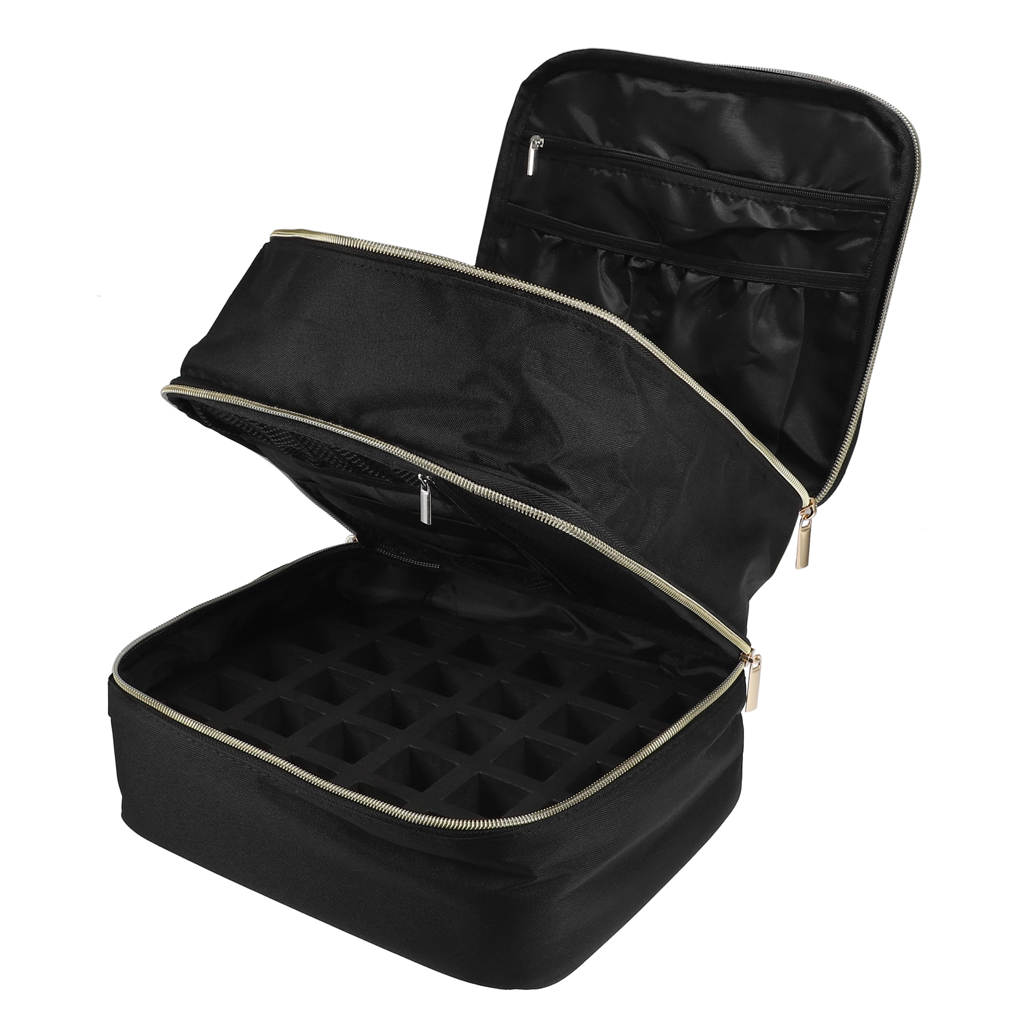 Unique Bargains Floral Makeup Bag Zipper Flower Cosmetic Pouch Black
