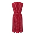 thumbnail image 6 of Sngxgn Women's Dress Deep V-Neck Long Sleeve Waist Tie Ruffle Mini Swing Skater Dresses(Red,XL), 6 of 6