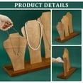 thumbnail image 3 of 1 set 3pcs Bust Wood Necklace Display Stands Necklace Organizer Holder Sandy Brown 22~30x15~40x0.3~1.8cm, 3 of 5