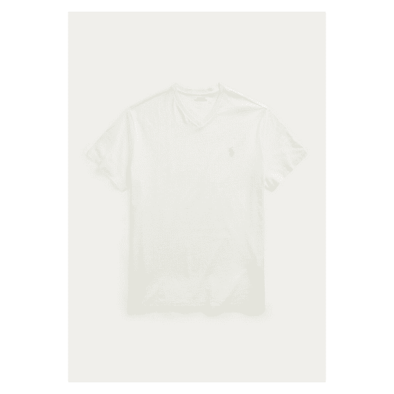 Polo Ralph Lauren Men's T-Shirt Classic Fit V-Neck, Short Sleeve Tee, Cream, S