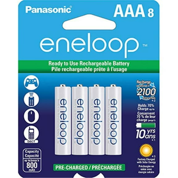 Eneloop  Eneloop AAA Rechargeable Battery, Pack of 8