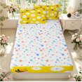 thumbnail image 4 of Erosebridal Cute Bug Bee Zipper Queen Comforter Set with Fitted Sheet and 2 Pillowcases,Coastal Daisy Flower Zipper Bedding Set,Yellow Pink,Colorful Stars Reversible,4pcs, 4 of 8