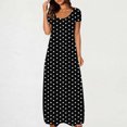 thumbnail image 2 of Yghzkop Plus Size Summer Dresses for Women Fashion Polka Dot Print Maxi Dress Trendy Short Sleeve Cute Dress with Pockets A-Line Boho Beach Sundress Long Dresses for Women, 2 of 5