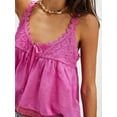 thumbnail image 4 of Women Lace Trim Tank Tops Y2k Tie Front Semi Sheer Crop Vest Cute Sleeveless Scoop Neck Flowy Shirt Pink L, 4 of 7