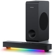 Sound Bar 3.1 Channel Wired Subwoofer Included Home Theater Audio, by MEREDO, Bluetooth 5.3 & Dynamic RGB Light Sync, for Gaming, Movies & Music