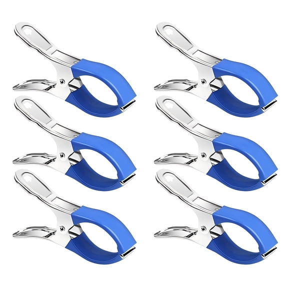 6PCS Heavy Duty Plastic Clamp Clips, Large Multipurpose Utility Clips for Laundry, Towels, Blankets, Pool Cover and Bag Sealing, Windproof Outdoor Clamp Clips, Blue
