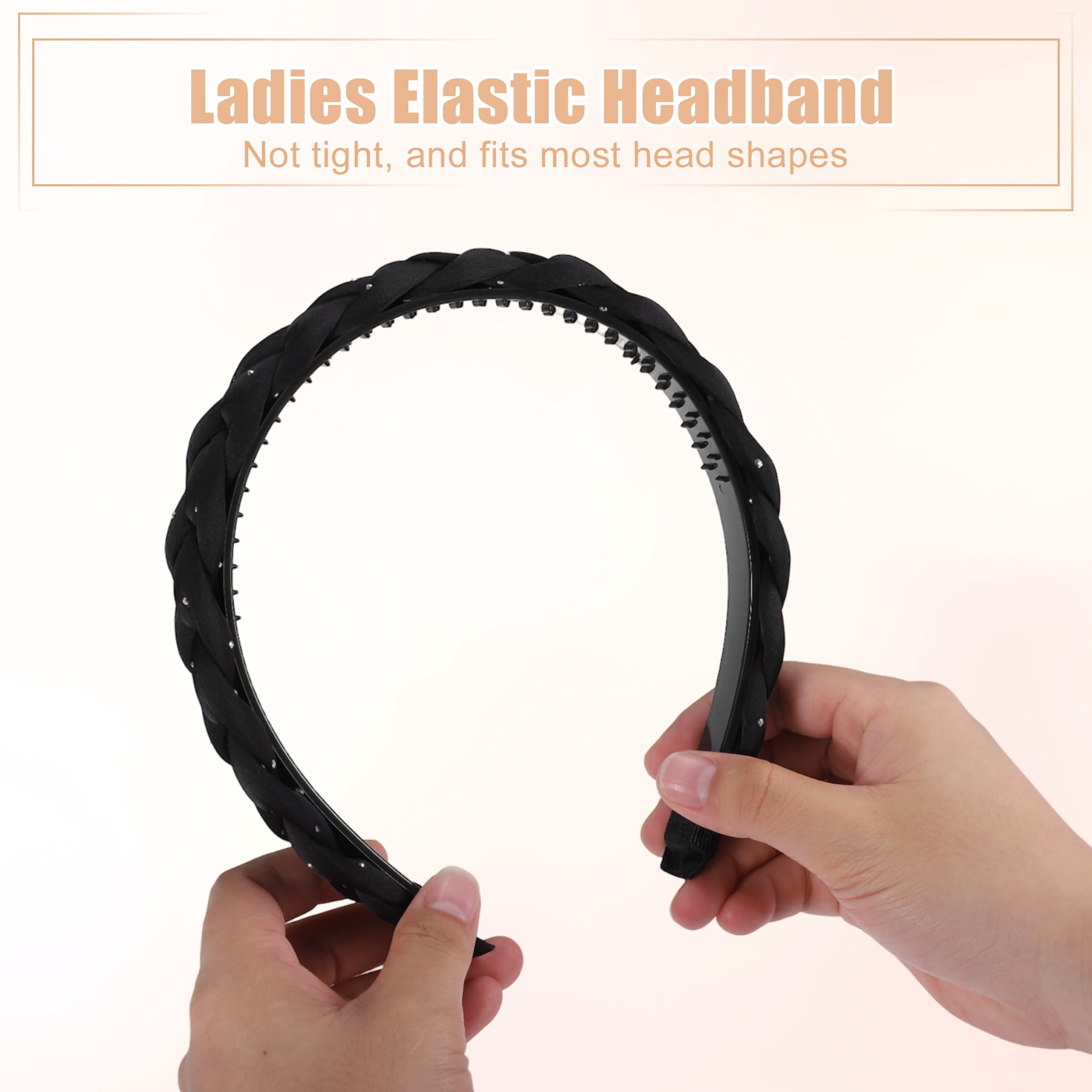 Unique Bargains Women's Thick Braided Twisted Braid Hair Hoop Black