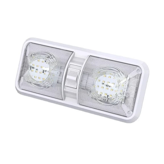 RV LED Ceiling Double Dome Light Fixture with ON/OFF Switch Interior Lighting for Car/RV/Trailer/Camper/Boat 12V Natural White ,Durable Material