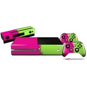 Ripped Colors Hot Pink Neon Green - Skin Bundle Decal Style Skin fits XBOX One Console Original, Kinect and 2 Controllers (XBOX SYSTEM NOT INCLUDED)