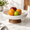 White Glossy, variant on Black Mango Wood Pedestal Fruit Bowl, 12 Inch Diameter Decorative Centerpiece