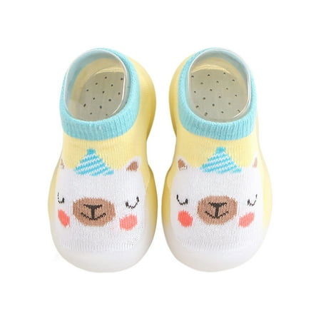 

Daeful Infant First Walker Shoes Cartoon Socks Slipper Prewalker Crib Shoe Lightweight Breathable Sock Indoor Floor Slippers Yellow 7C