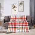 thumbnail image 6 of DouZhe Ultra-Soft Micro Fleece Lightweight Flannel Bed Blanket, Red Scottish Grid Lines Print Cozy Warm Throw Blankets, 80"x60", 6 of 7