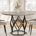 thumbnail image 5 of M optimized Round Dining Table for 4-6 People, 47" Farmhouse Kitchen Table, Modern Circle Dinner Table with Sturdy Base, Industrial Wood Dinning Room Table for Kitchen, 5 of 8