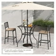 thumbnail image 7 of 37” Height Bistro Table with Umbrella Hole, Tempered Glass Top & Wicker Covered Edge, Counter Height Square Outdoor Bar Table for Garden, Patio, Poolside & Deck, 7 of 7