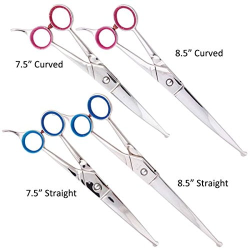 MPP Professional Dog Grooming Shears Ball Tip Straight Curved Choose 7.5" or 8.5" (7.5" Curved)