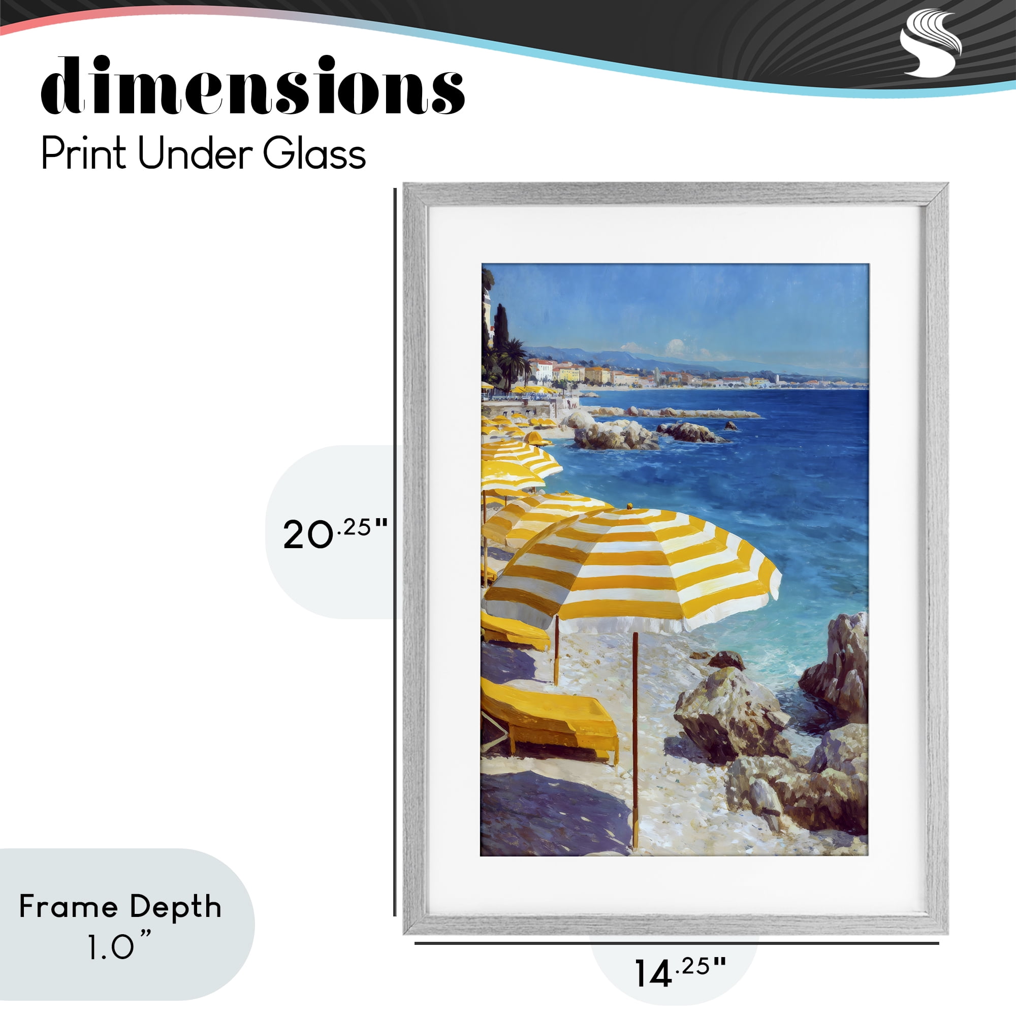 Stupell Industries Sunshine on the Shore Gray Framed Print Under Glass, design by Petal Prints Design