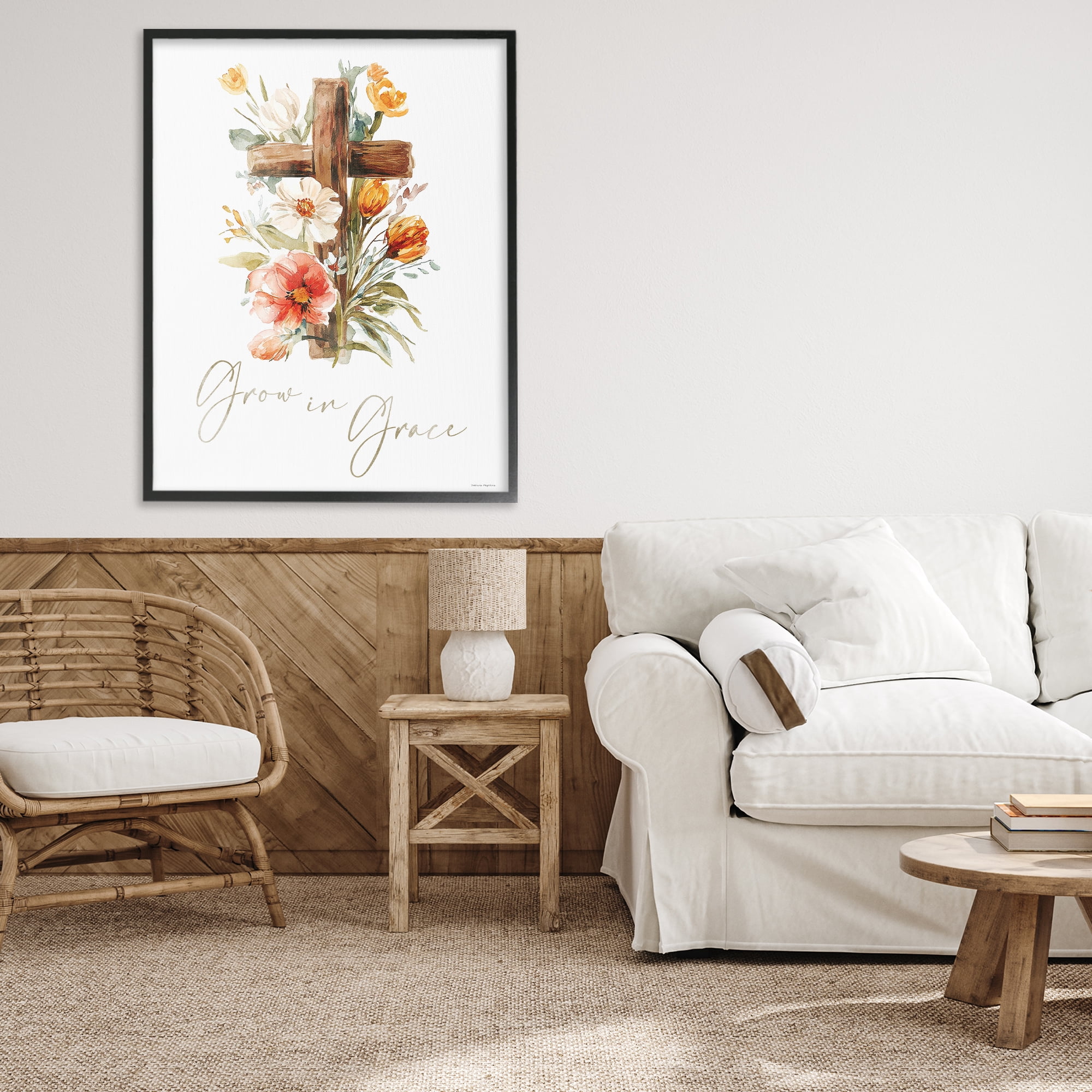 Stupell Industries Grow In Grace Cross Black Framed Giclee Art, design by Svetlana Aleynikova