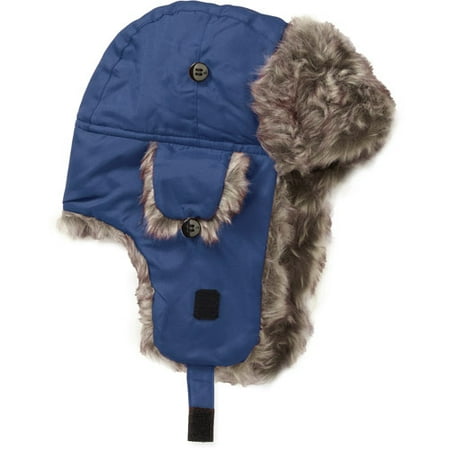 Women's Nylon Trapper Hat With Faux Fur