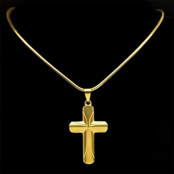 Fashion Christian Jesus Cross Pendant Necklace for Women Men 14K White Gold Charms Chain Religion Pendants Jewelry