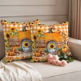 thumbnail image 2 of Fall Pumpkins Outdoor Waterproof Pillow Covers, Thanksgiving Sunflowers Rustic Orange Plaid Decorative Square Throw Pillowcase Sofa Cushion Sham for Patio/Couch/Chair, 24"x24" 2 Pack, 2 of 8