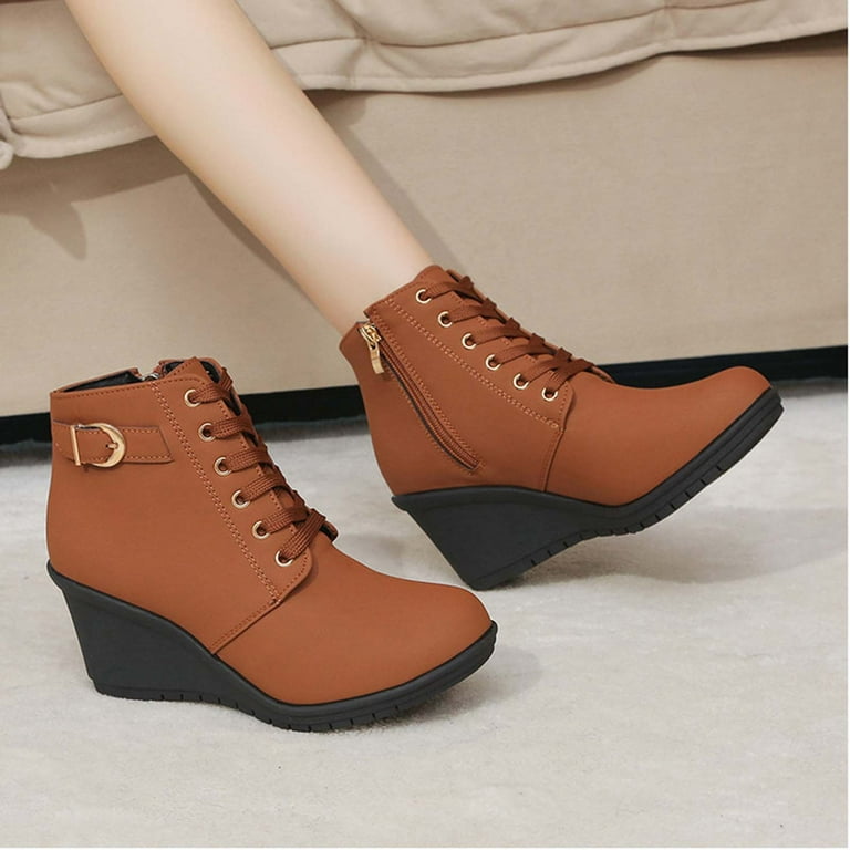 Sepatu High Heel Wedge Boot Hopeusnice Women's Wedge Boots
