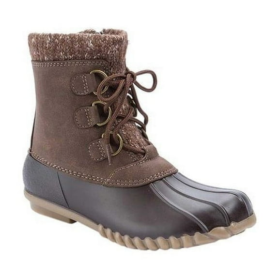 BARETRAPS Womens Brown Dual Closure Comfort Cold Weather Breathable Water Resistant Fabulous Round Toe Zip-Up Duck Boots 8 M