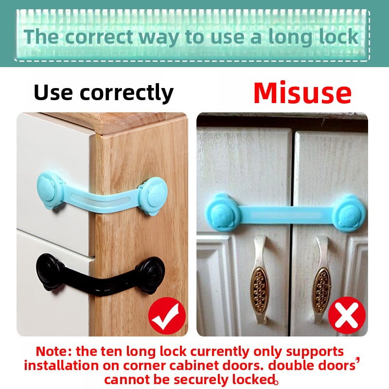 XIHAMA Child safety lock - 10 pieces, Adjustable transparent (5 short + 5 long) for refrigerator