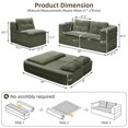 thumbnail image 3 of QuzyAor 80" Foldable Sleeper Sofa Chaise Lounge, Corduroy Floor Couch w/ Blanket & 3 Pillows, No Assembly Required, Green for Living Room, 3 of 10