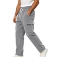 thumbnail image 2 of MXALUOB Men's Corduroy Pants Wide Leg Textured Winter Cargo Pants Drawstring Elastic Waist Trousers with Pockets for Daily Wear, 2 of 6
