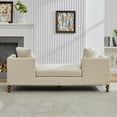 thumbnail image 4 of 75" Chenille Comfy Deep Seat Loveseat, Sofa Loveseat with Nailhead Trim, Love Seat Sofa with Pillows for Living Room and Guestroom, Beige, 4 of 9