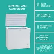 Koolatron Large Chest Freezer, 7.0 cu ft (195L),Manual Defrost Deep Freeze, Storage Basket, Space-Saving Flat Back, Stay-Open Lid, Front-Access Drain, White