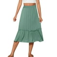 thumbnail image 5 of Aofany Women Plus Size Long Midi Skirts Elastic High Waist A Line Ruffle Swing Beach Midi Skirt, 5 of 8