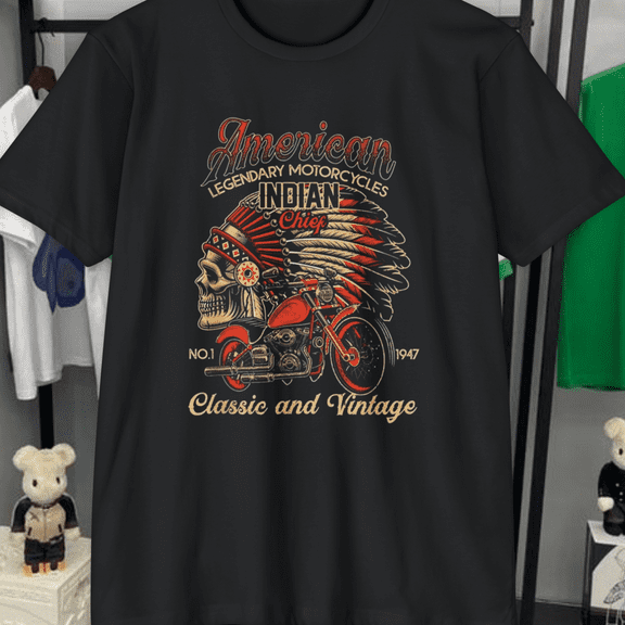 Retro Classic Old Biker American Motorcycle Indian Biker T-Shirt